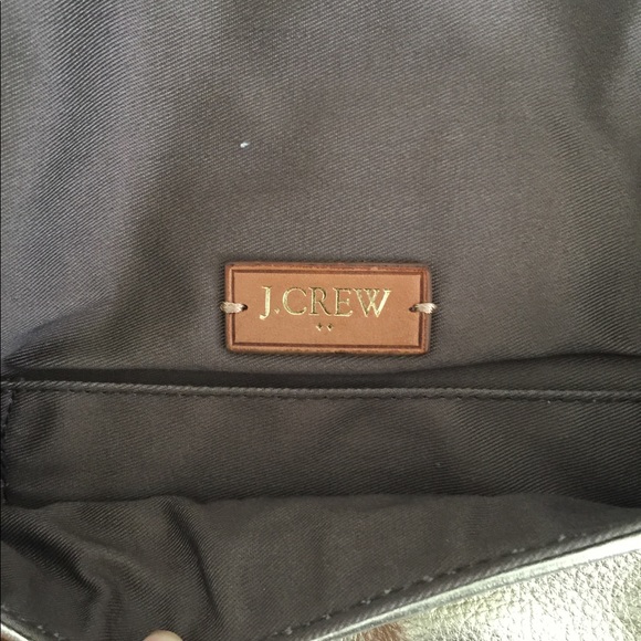 J. Crew Leather Clutch Bag Bronze Chain - Picture 4 of 5